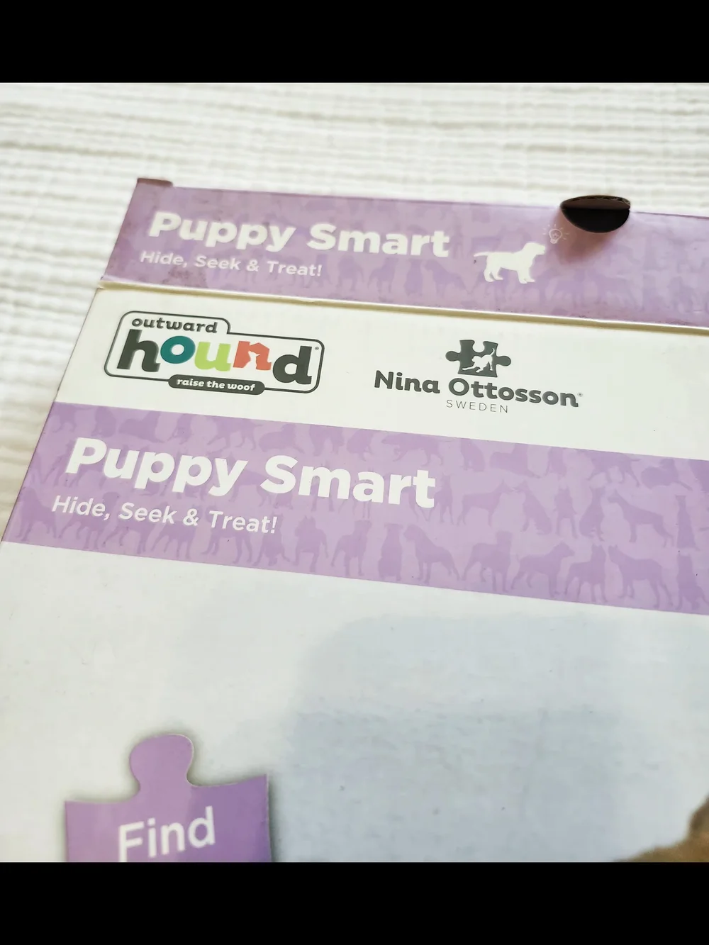 Nina Ottosson Level 1 Slow Feed Dog Puzzle Toy – Light Blue & Cream Treat